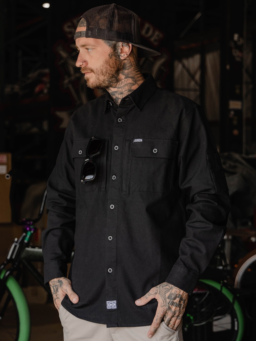 DIXXON WORK SHIRT LONG SLEEVE BLACK - MENS - Size M